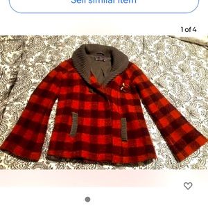 FREE PEOPLE Red Plaid Jacket Coat